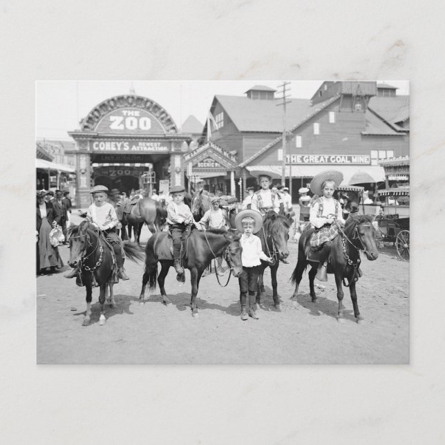 Pony Riders at Coney Island, 1904 Postcard (Front)