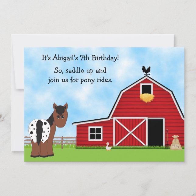 Pony Rides Horseback Riding Birthday Invitation (Front)