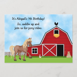 Pony Rides Horseback Riding Birthday Invitation