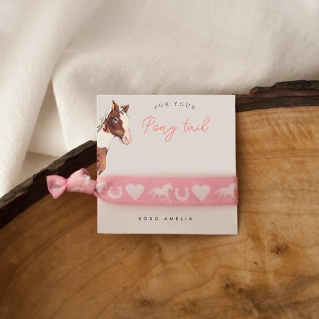 Pony Tail Hair Tie Holder Favor Card (Add a cute ribbon or scrunchy with this card to create your custom favors)
