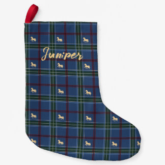 Pony Tartan Holiday Blue Small Christmas Stocking