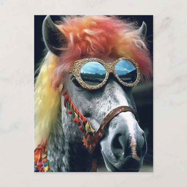 Pony With Clown Hair and Glasses Postcard (Front)