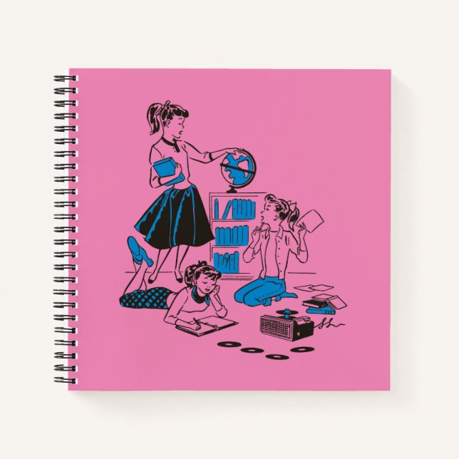 Ponytail retro style spiral notebook (Front)
