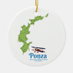 Ponza Italian island map. Ceramic Ornament