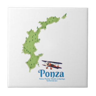 Ponza Italian island map. Ceramic Tile