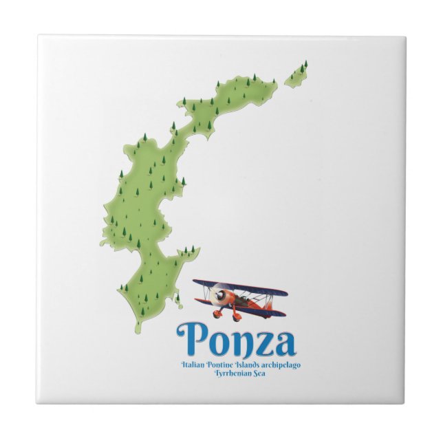 Ponza Italian island map. Ceramic Tile (Front)