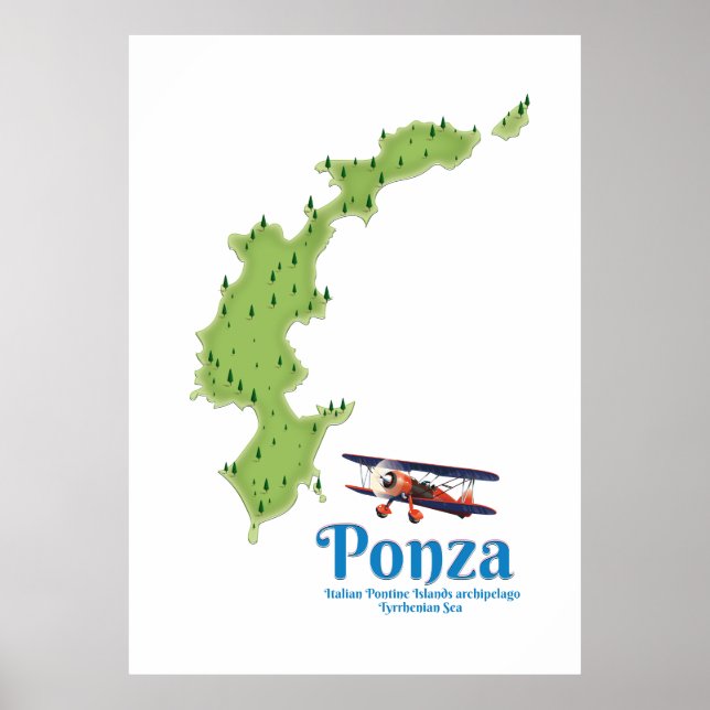 Ponza Italian island map. Poster (Front)