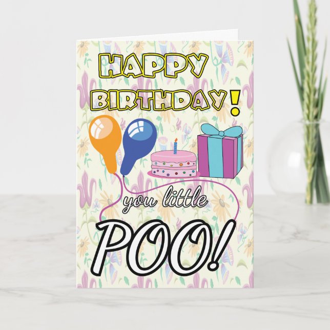 POO Balloons Cake funny kids cute birthday Card (Front)