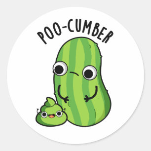 Poo-cumber Funny Cucumber Pun  Classic Round Sticker