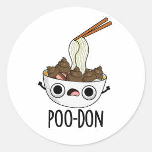 Poo-don Funny Udon Pun Classic Round Sticker