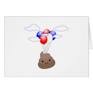 Poo Emoji Flying With Balloons