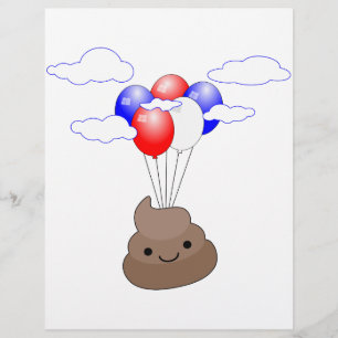 Poo Emoji Flying With Balloons