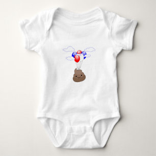 Poo Emoji Flying With Balloons Baby Bodysuit