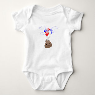Poo Emoji Flying With Balloons Baby Bodysuit
