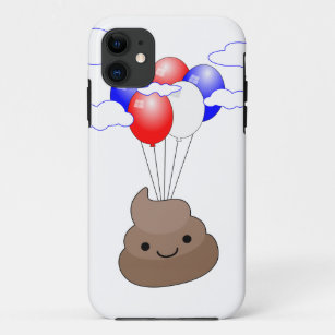 Poo Emoji Flying With Balloons iPhone 11 Case