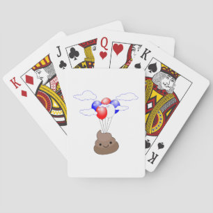 Poo Emoji Flying With Balloons Playing Cards