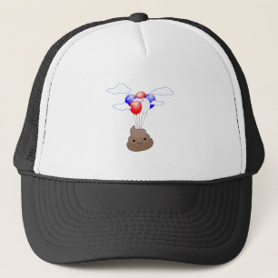 Poo Emoji Flying With Balloons Trucker Hat