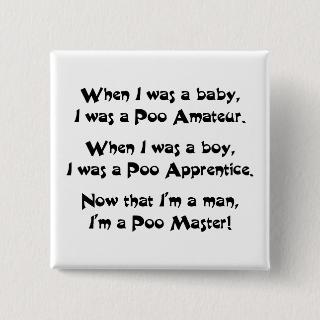 Poo Master 15 Cm Square Badge (Front)