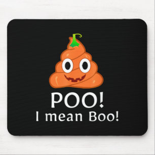 Poo Mean Boo Emoticon Funny Halloween Poo Pumpkin Mouse Pad