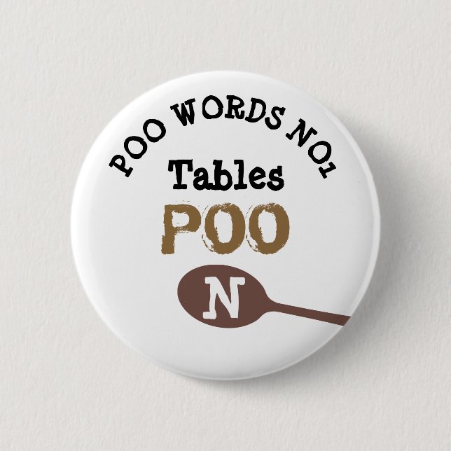 Poo words 6 cm round badge (Front)