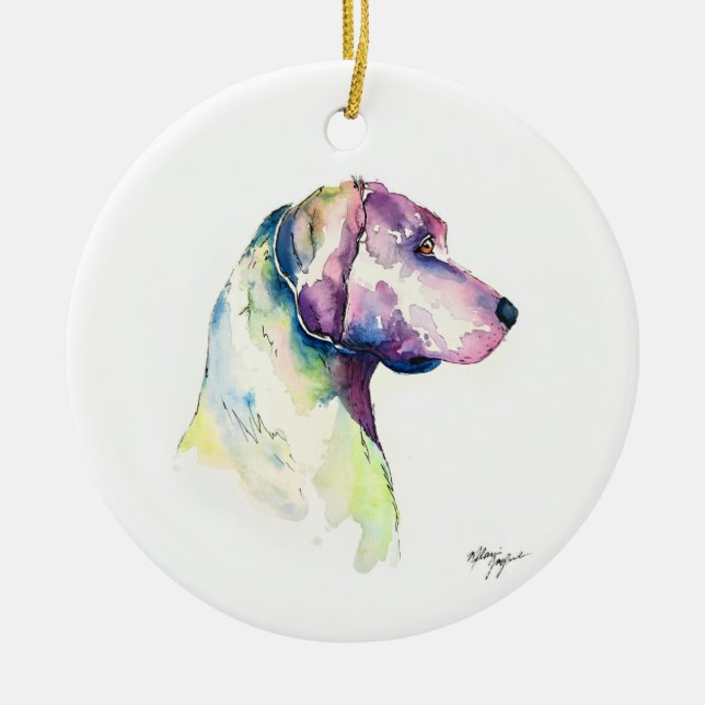 Pooch Profile Ceramic Ornament (Front)