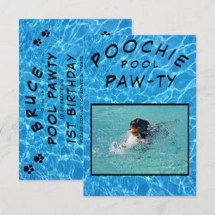 Poochie Pool Paw-ty Photo Birthday Invitation