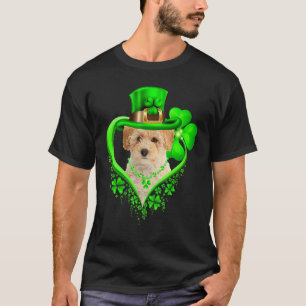 Poochon Dog St Patricks Day Lover Irish Shamrock T-Shirt