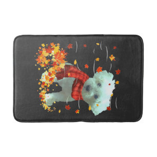 Poochon Fall Scarf - Dogs Autumn Leaves Bath Mat