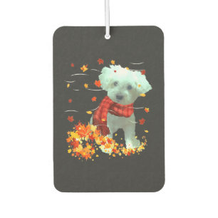 Poochon Fall Scarf - Dogs Autumn Leaves Car Air Freshener