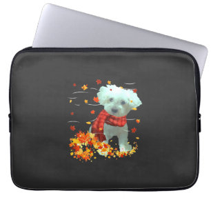 Poochon Fall Scarf - Dogs Autumn Leaves Laptop Sleeve