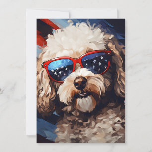 Poodle 4th of July Independence day Holiday Card