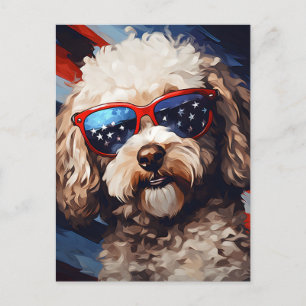 Poodle 4th of July Independence day Postcard