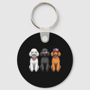 Poodle 4th Of July Us Aamerican Flag Dog Patriotic Key Ring