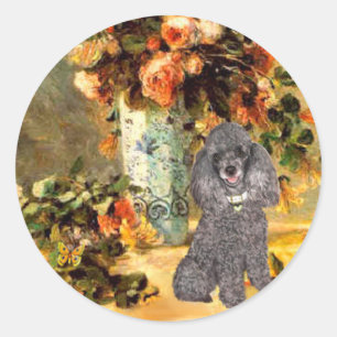 Poodle (8S) - Vase of Flowers Classic Round Sticker