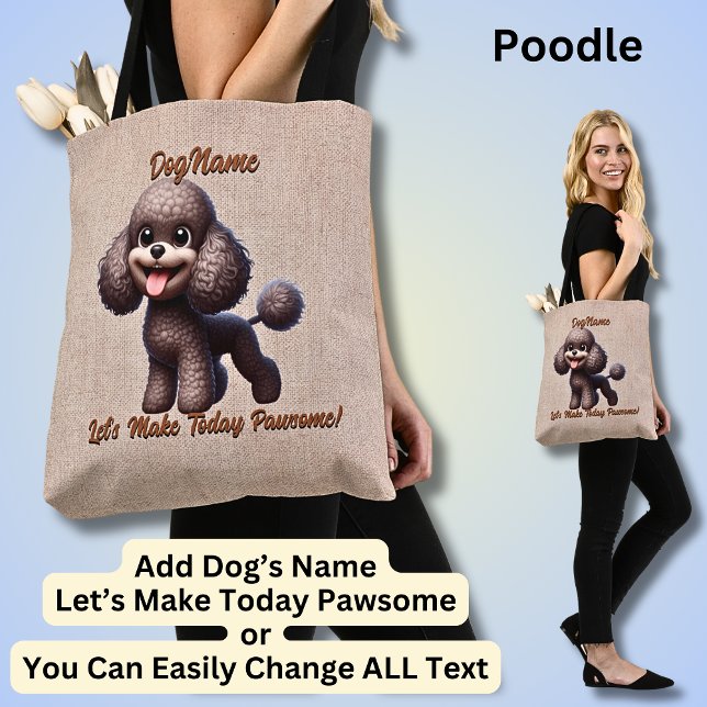 Poodle - Add Dog's Name, Change Text Tote Bag (Creator Uploaded)