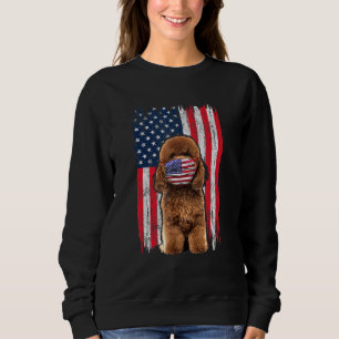 Poodle American Flag Dog Wears Face Mask 4th Of Ju Sweatshirt