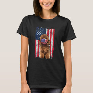 Poodle American Flag Dog Wears Face Mask 4th Of Ju T-Shirt