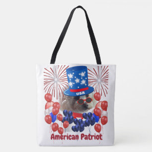 Poodle American Patriot Tote Bag