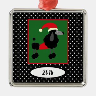 Poodle and Polka Dots Keepsake Metal Ornament