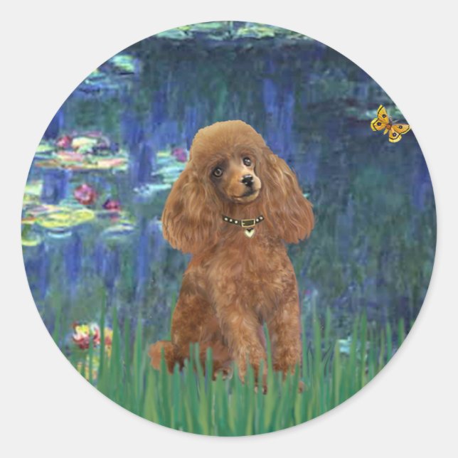 Poodle (Apricot 10) - Lilies 5 Classic Round Sticker (Front)