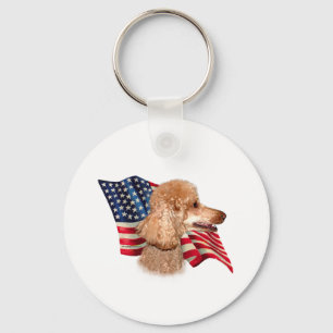 Poodle (apricot) Flag Key Ring