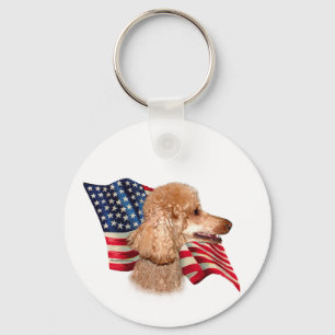 Poodle (apricot) Flag Key Ring