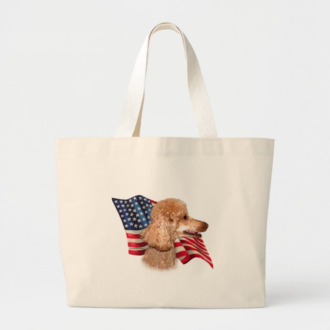 Poodle (apricot) Flag Large Tote Bag (Front)