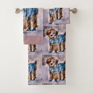 Poodle Art Christmas Bath Towel Set