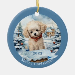 Poodle Art  White Dog Pet  Ceramic Ornament