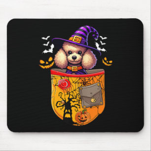 Poodle As Witch In Poc Halloween Dog Owner Family Mouse Pad