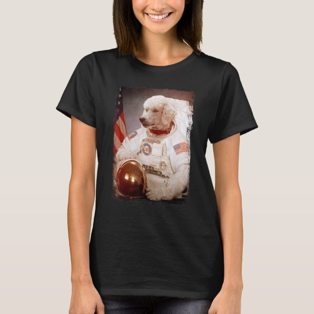 Poodle Astronaut Moon Space Mission Animal Astrona T-Shirt (Front)
