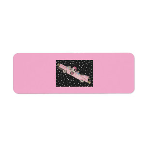 Poodle at Christmas in a pink convertible Return Address Label