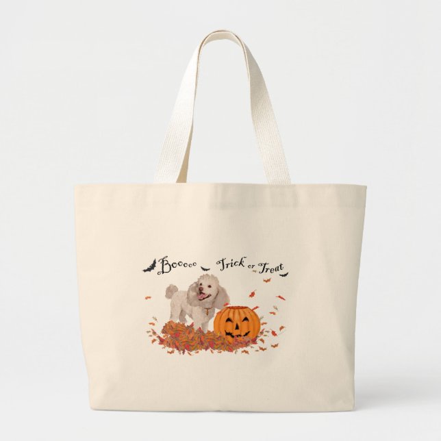 Poodle at Halloween Large Tote Bag (Front)
