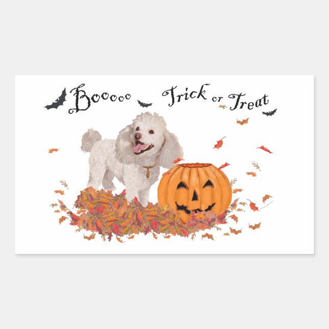 Poodle at Halloween Rectangular Sticker (Front)